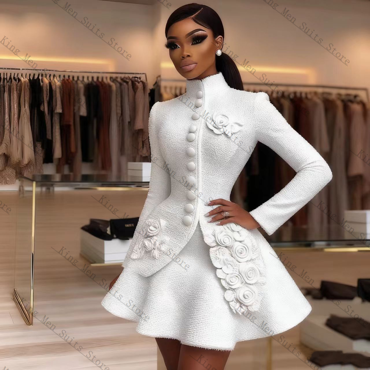 Women'S Formal Wear For A Wedding - Luxo branco feminino terno conjunto 2