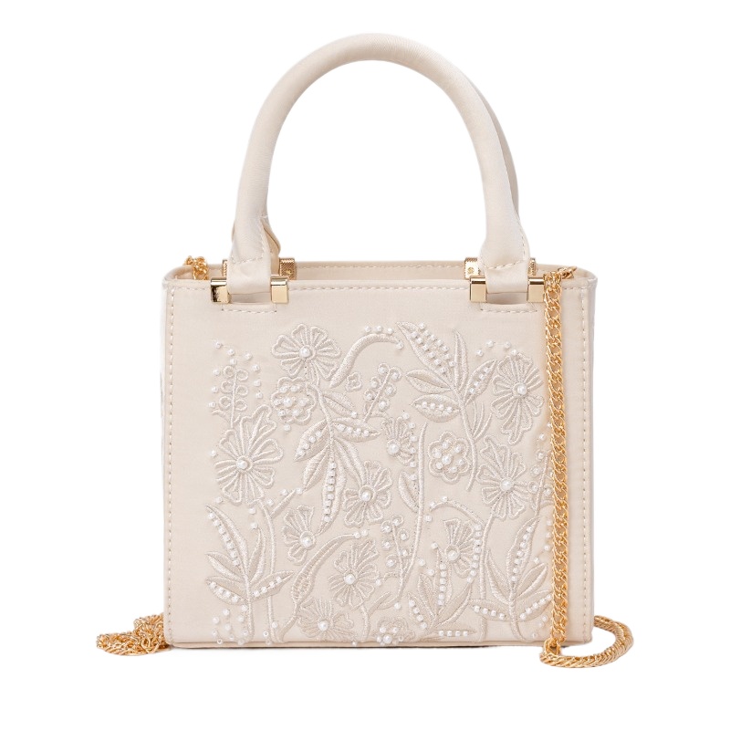 Shoulder Bag Structured - Bolsa de Mão Bordada com Pérolas