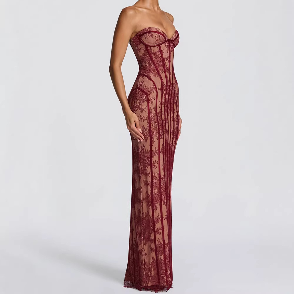 Women Formal Wear For Party - Vestido Maxi Bodycon Sem Alças para