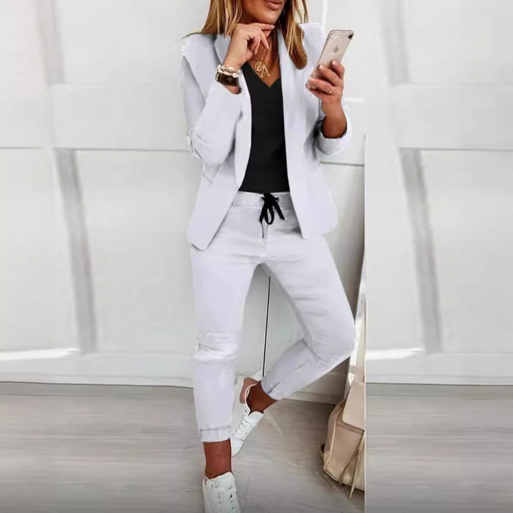 Monochrome Suit Set - Feminino monocromático casual terno de negócios