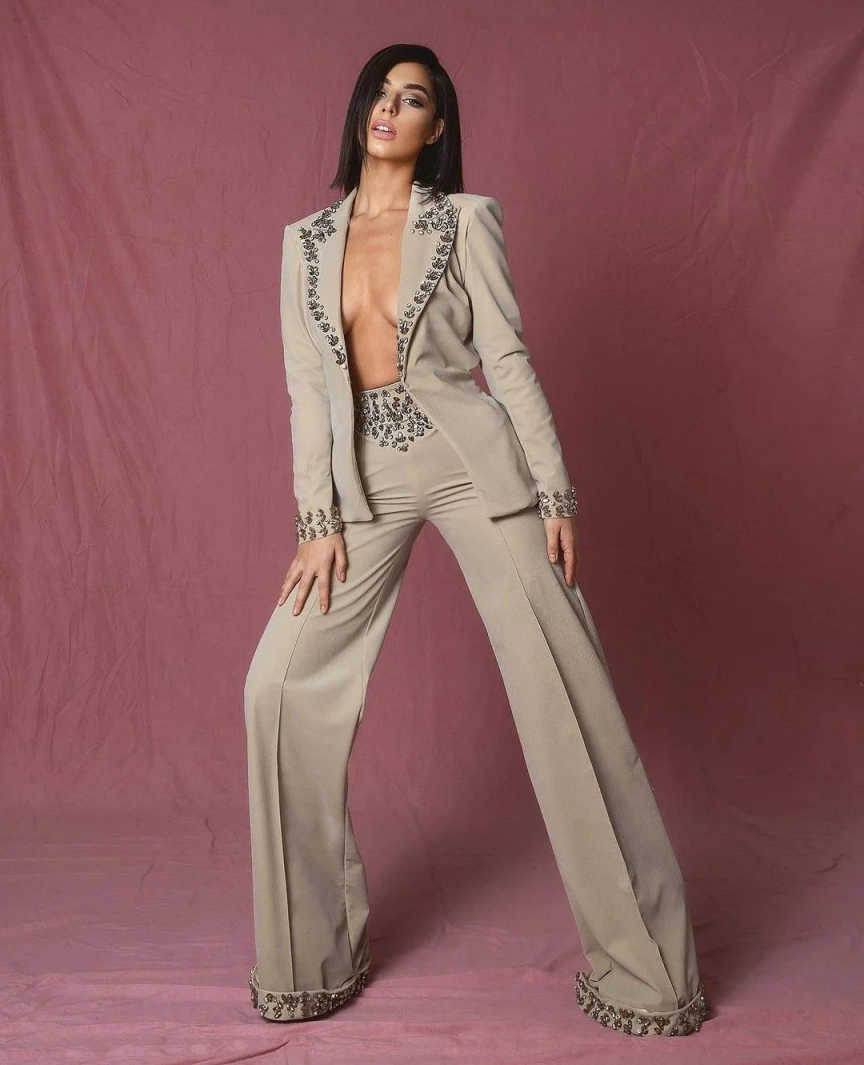 Conjunto de Mulheres com Stras - Women'S Formal Wear For A Wedding avaliação e preço