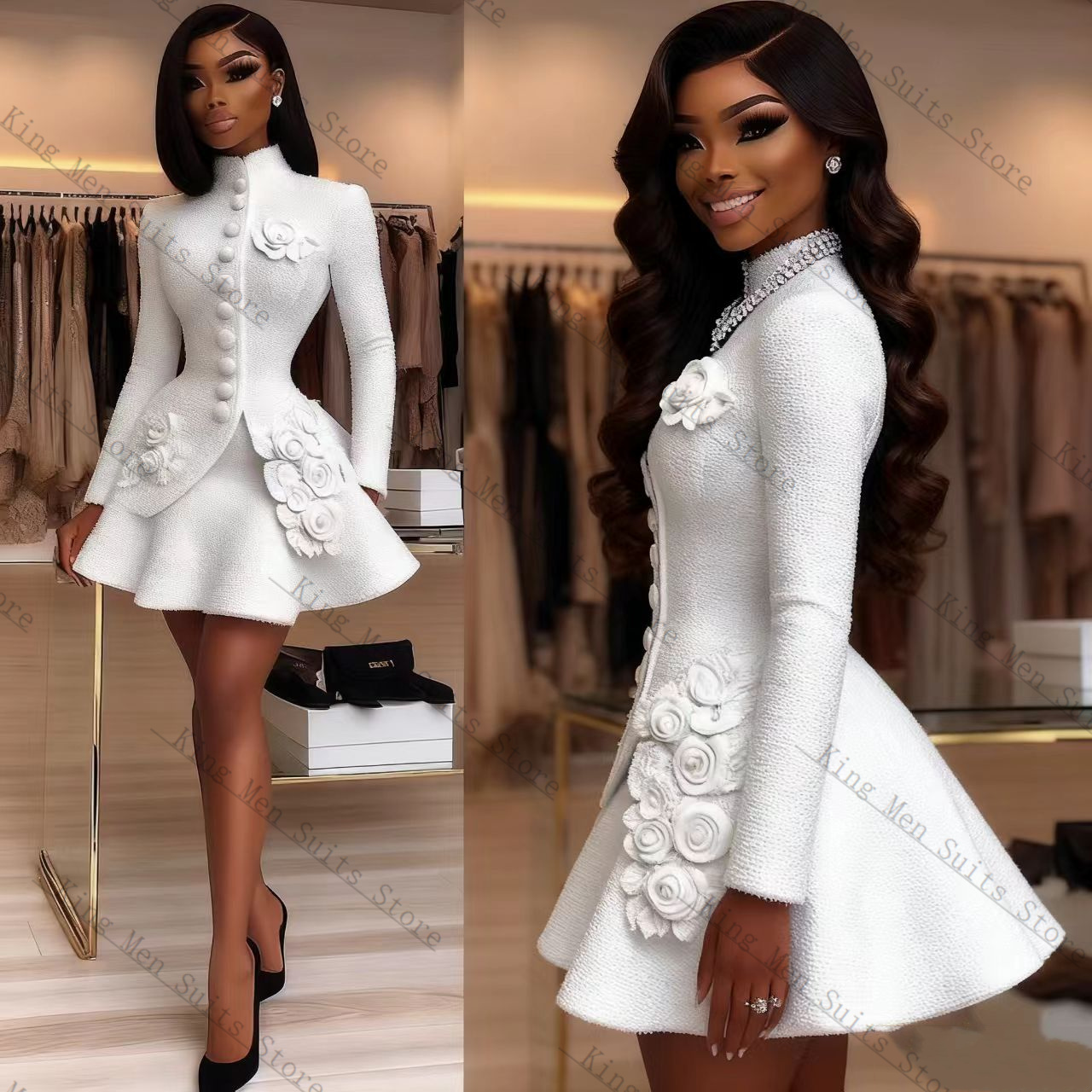 Luxo branco feminino terno con - Women'S Formal Wear For A Wedding avaliação e preço