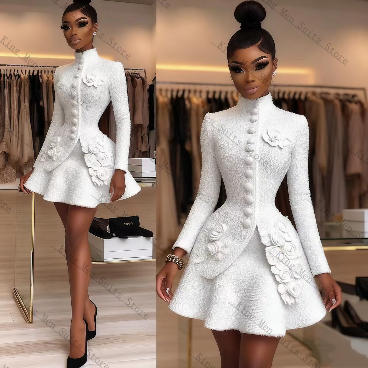 Luxo branco feminino terno con - Women'S Formal Wear For A Wedding avaliação e preço