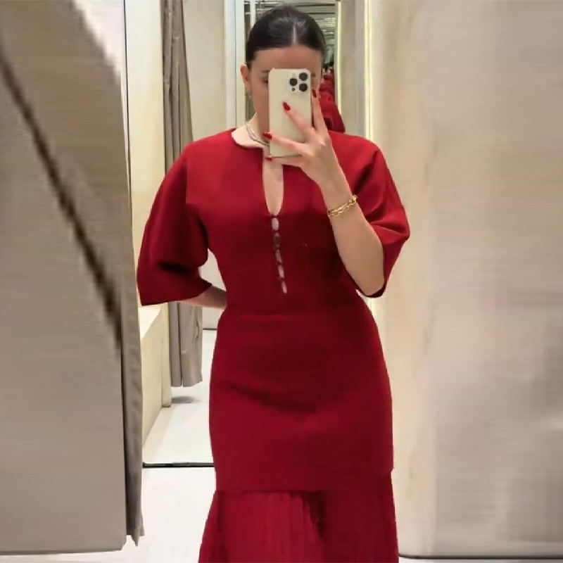 Vestido Maxi Plissado Elegante - Women'S Formal Evening Wear Tops avaliação e preço